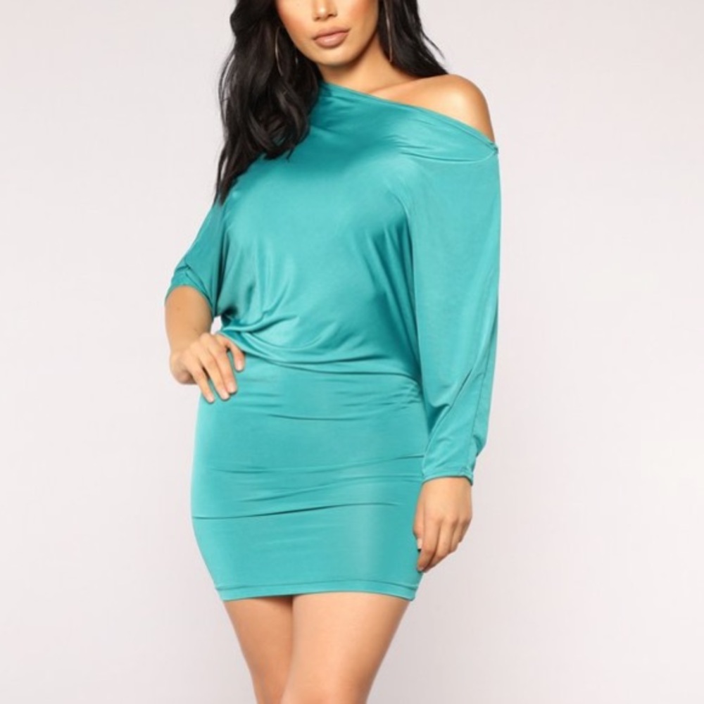 Unbalanced Dress in Jade